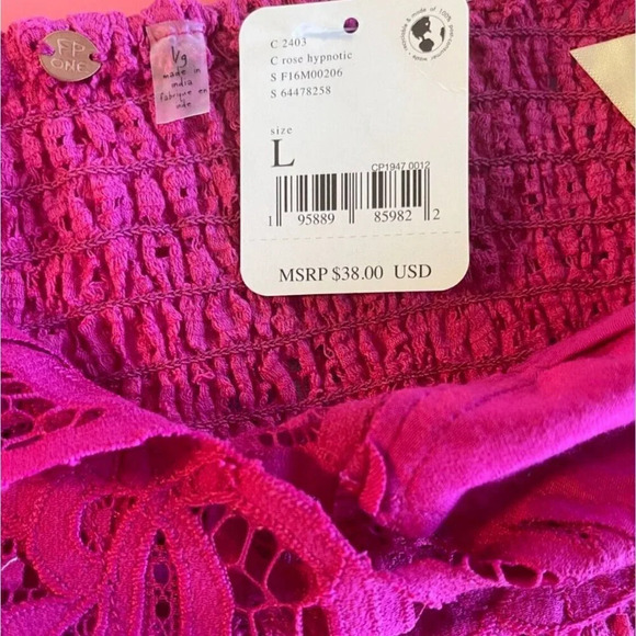 Free People L Rose Lace V-Neck Ruched Back Adjustable Crisscross Strap Bralette - Picture 6 of 6